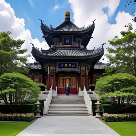 <lora:JJsChinese_ Buddhist_Temple:.7>, ((Chinese Buddhist Temple)),statue, indoor, detailed face,
((best quality)),((masterpiece)),((realistic)), , photorealistic, (Archviz),  sky, scenery, building, city, road, cloud, real world location, lamppost, tree, street, cityscape ,cloud , sidewalk, wood ,bush ,flower ,