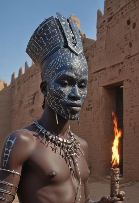african figure with a skull-like face, adorned with intricate, glowing blue circuitry and scar tissue. His belladonna black skin melanin medieval timbuktu Castle, lightened By torches, Low Tones, 'portrait of busty holy pureerosface_v1 graceful hellraiser goddess' By Franco Fontana
tion, art by Otomo Katsuhiro and Shir Masamune and Oshii Mamoru. Cosmic light in backfront afro man african belladonna black skin melanin medieval timbuktu Castle, lightened By torches, Low Tones, 'portrait of busty holy pureerosface_v1 graceful hellraiser goddess' By Franco Fontana
sai massai african mask scifi
electronic african dogon yoruba mask, pieced nails skin ridge african mask scifi massai afro man african artstation, concept art, smooth, sharp focus, afro man african village timbukt syd mead tuareg illustration, art by Otomo Katsuhiro and Shir Masamune and Oshii Mamoru. Cosmic light in backfront afro man ,
electronic african dogon yoruba mask, pieced nails skin ridge african mask scifi massai afro man african artstation, concept art, smooth, sharp focus, afro man african village timbukt syd mead tuareg illustration, art by Otomo Katsuhiro and Shir Masamune and Oshii Mamoru. Cosmic light in backfront afro man ,
