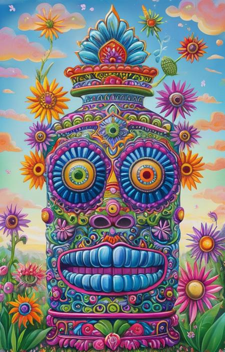 masterpiece,best quality,<lora:tbh211-sdxl:0.9>,illustration,style of Chris Dyer, A bottle of perfume in garden