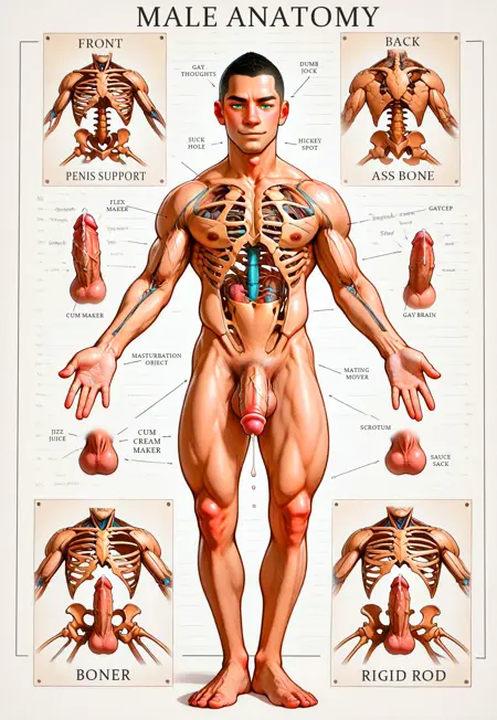 Male Anatomy Poster - Internal Biology - X-Ray