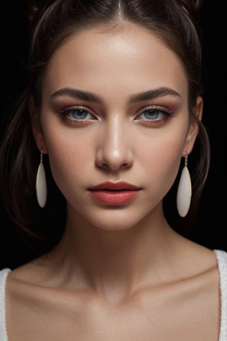 portrait, A landscape where the sky is made of fire and the ground is made of water, Escort, Average Height, Narrow Hips, Diamond-Shaped Face, Dark Skin, Brunette Hair, grey-blue Eyes, Straight Nose, Thin Lips, Receding Chin, Long Hair, Wavy Hair, Ballerina Bun, round breasts, Threader earrings, pink matte lipstick, baroque oil painting (masterpiece)) ((Best quality)) a photo of a beautiful woman ((from Oman)), natural medium sized breasts, cleavage; 0.1, stunning innocent, perfect body, high detailed skin:1.4), glowing eyes, goddess, natural skin, luscious lips, glossy lips, natural makeup, heavy and scattered shadows, perfect lighting, clear depth and texture separation, crisp details , volumetric light, 8K, absurdres,soft fill lighting, soft shadows, subsurface scattering, caustics, photo by helmut newton, epiCRealism  <lora:add-detail-xl:0.5>  OverallDetail  SkinHairDetail