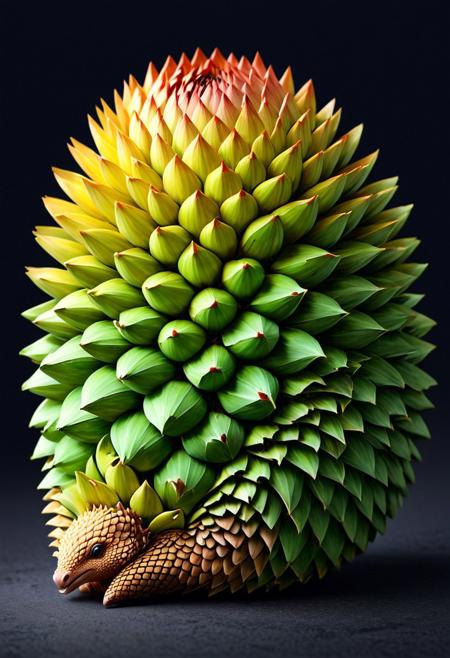 high quality, logo style, Watercolor, powerful colorful artichoke With a pangolin made of pemcil on it(pangolin bites, eats artichoke) logo , monochrome background, awesome full color,  <lora:EpicF4nta5yXL:0.8>