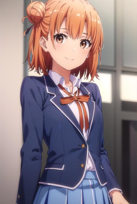 yuiyuigahama, <lora:yui yuigahama s2s3-lora-nochekaiser:1>, 
yui yuigahama, short hair, (brown eyes:1.5), (orange hair:1.2), hair bun, single hair bun, smile,
BREAK skirt, shirt, ribbon, school uniform, jacket, white shirt, black jacket, blazer, sobu high school uniform,
BREAK indoors, classroom,
BREAK looking at viewer, (cowboy shot:1.5),
BREAK <lyco:GoodHands-beta2:1>, (masterpiece:1.2), best quality, high resolution, unity 8k wallpaper, (illustration:0.8), (beautiful detailed eyes:1.6), extremely detailed face, perfect lighting, extremely detailed CG, (perfect hands, perfect anatomy),