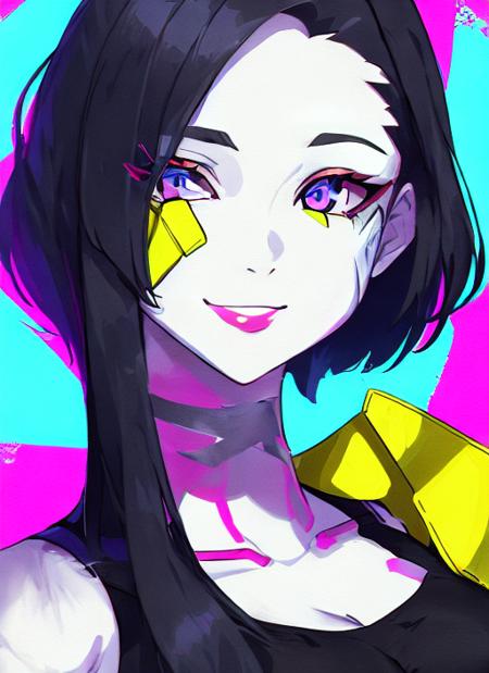 A beautiful painting of a cyberpunk anime girl with, Stable Diffusion