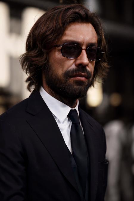 photo of  person,  male,  shritless, sunglasses,  suit,  shirt,  tie,  medium shot,  beard,  brown eye,  masterpiece,  highres,  sharp focus,  cinematic lighting,  detailed face,  detailed eyes, <lora:EMS-45190-EMS:1.000000>