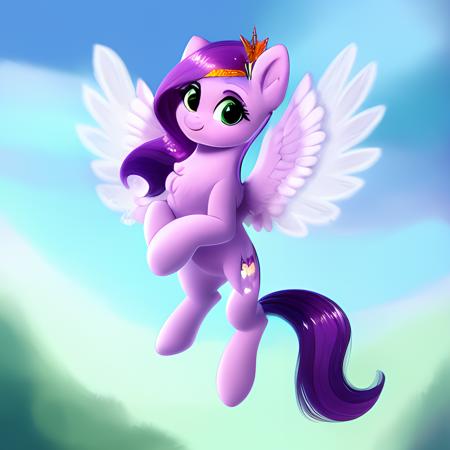 <lora:PippPetals:0.9>, Pipp Petals, wings spread, gilded hooves, pale pink wings, pale pink and white feathered wings