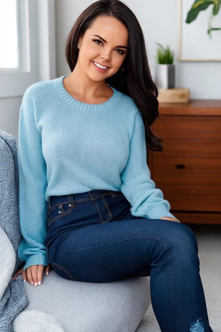 <lora:DillionHarper:0.75>,dillionharper,sweater, jeans