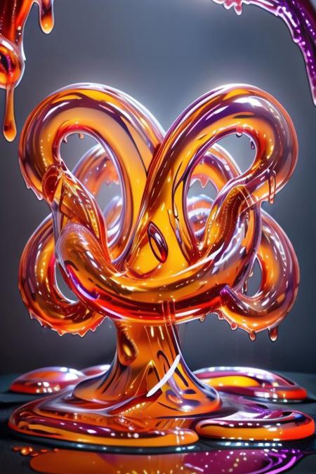 sl1m3d, score_9, score_8_up, score_7_up, high res image, masterpiece, best quality, (slime-morph:1.2), made of slime, exploding, slime explosion, shiny, glossy, wet, simple background,