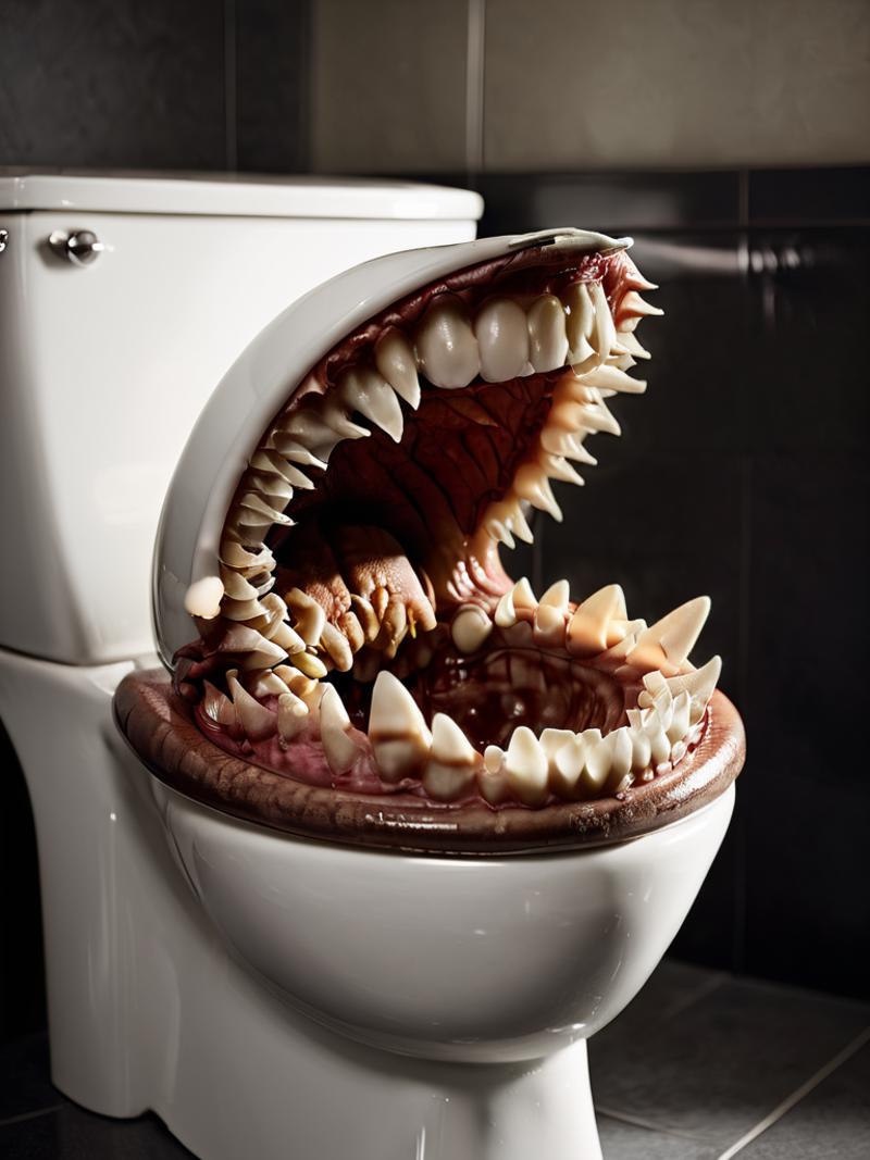 The Toilet Shark: A Terrifying Toilet Monster with Sharp Teeth