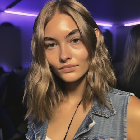 Polaroid image of a stunning 24 year old college student at a party, her hair is long and shiny, Nikon Z9, skin texture visible, (sharp focus)