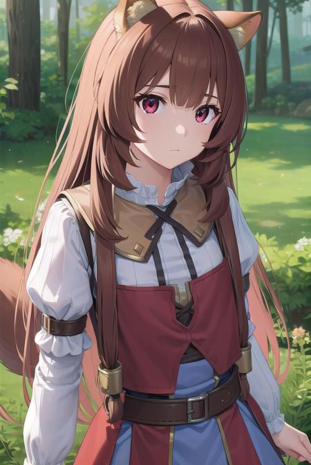 raphtalia, <lora:raphtalia-lora-nochekaiser:1>,
raphtalia, animal ears, brown hair, long hair, raccoon ears, raccoon girl, raccoon tail, (red eyes:1.5), tail,
BREAK arm garter, belt, brown belt, brown dress, dress, juliet sleeves, long sleeves, puffy sleeves, short dress,
BREAK looking at viewer,
BREAK outdoors, forest, nature, sun, sky, (cowboy shot:1.5),
BREAK <lyco:GoodHands-beta2:1>, (masterpiece:1.2), best quality, high resolution, unity 8k wallpaper, (illustration:0.8), (beautiful detailed eyes:1.6), extremely detailed face, perfect lighting, extremely detailed CG, (perfect hands, perfect anatomy),