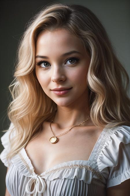 photo of (b3bahan-775:0.99), a woman, perfect blonde hair, posing, (vintage photo, sailor dress), (closeup portrait), necklace, 24mm, (tintype), (analog, cinematic, film grain:1.3), ((plain Sheffield Gray, gradient)), ((detailed eyes)), smiling, (epicPhoto)