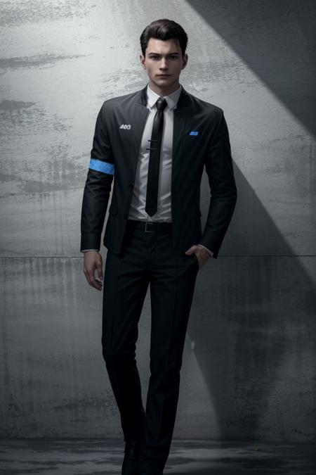 (masterpiece, best quality)
solo, short hair, shirt, black hair, long sleeves, 1boy, standing, jacket, full body, white shirt, male focus, necktie, collared shirt, pants, black footwear, black jacket, black pants, formal, suit, armband, black necktie, ConnorDBH
<lora:epi_noiseoffset2:1>,  <lora:add_detail:0.5>,  <lora:ConnorDBH:0.7>