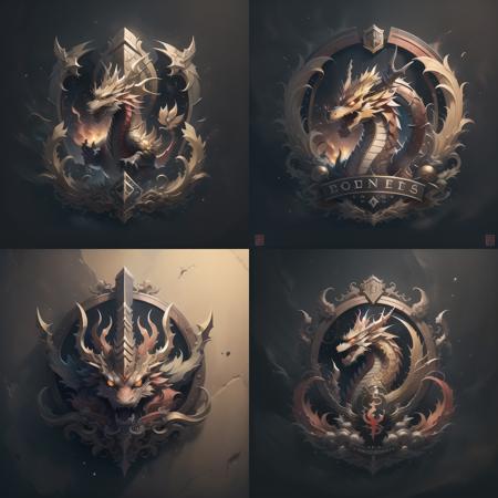 <lora:logo&icon1.5v2:1>logo,chinese dragon,golden,scales, dragon horns, red hair, dragon claws, Symmetrical beauty