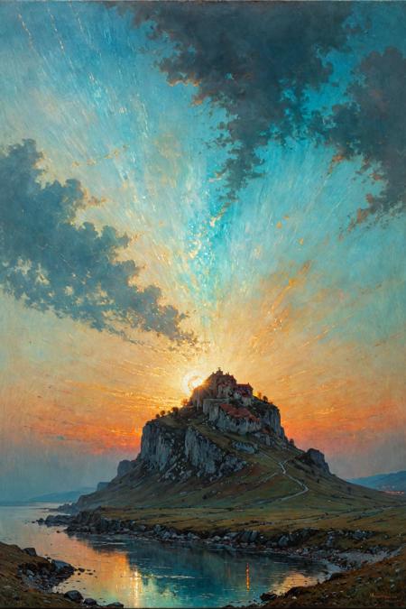 (exceptional magnum by Teodor Axentowicz and Xawery Dunikowski:1.2), oil on canvas,
mysterious glow incandescent light, spiritual andgloomy and spectacular atmosphere,
(mottled phthalo turquoise and poppyred colors:0.1), exquisite details, evenly focused, bokeh,
<lora:xl_more_art-full_v1:0.5>