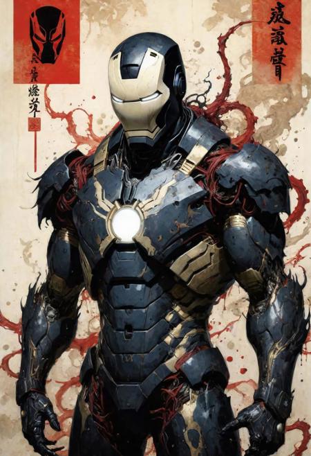 by Tsutomu Nihei,(strange but extremely beautiful:1.4),(masterpiece, best quality:1.4),in the style of nicola samori, iron man venom, Ukiyo-e Art