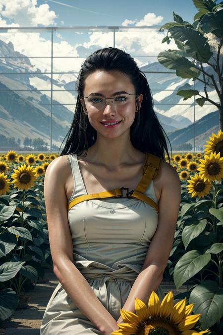 (masterpiece, best quality:1.3)
<lora:add_detail:0.7> <lora:epi_noiseoffset2:1> <lora:MamaDS:0.8>
MamaDS, 1girl, solo, long hair, black hair, glasses, sitting in a sunflower field, smiling, sunlight radiating out of her hair, instagram photo, kodak, portra, by wlop