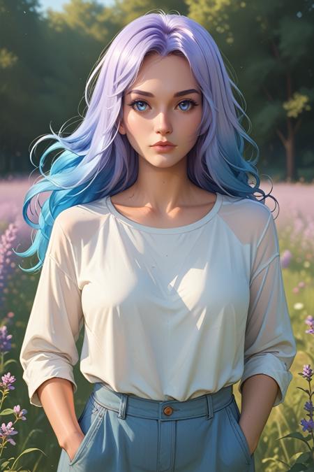 FGBH, 1girl, blue hair, long hair, gradient hair