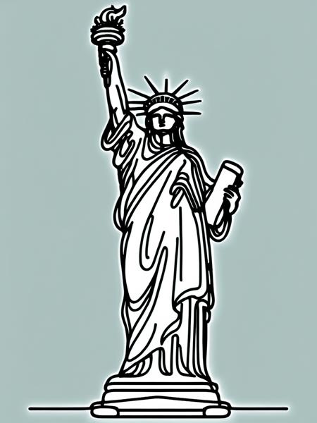 A thick ais-lineart statue of liberty  <lora:Line_Art_SDXL:1>