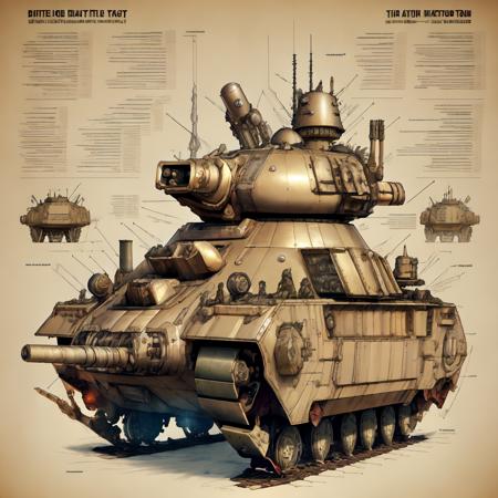 <lora:SteampunkSchematicsv2-000009:1> SteampunkSchematics complicated  battle tank