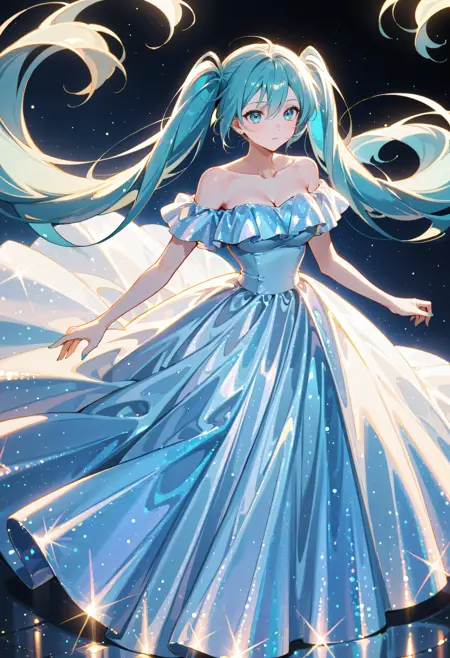 Sky Blue Sequin Off Shoulder Dress