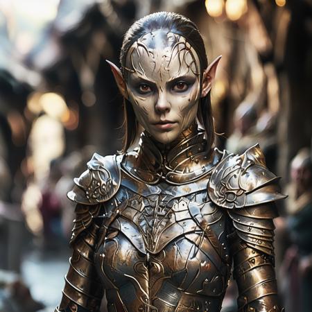 highly detailed  photo of a female  (githyanki:1.1) in a medieval alley,

githyanki, 1girl, looking at viewer, brown hair, black eyes, upper body, pointy ears, armor, shoulder armor, breastplate, full armor,

depth of field, blurry, blurry background,

photorealistic,
glamour photography,
fantasy,

