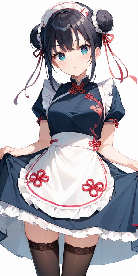 jyojifuku, china maid, apron, frills, double bun