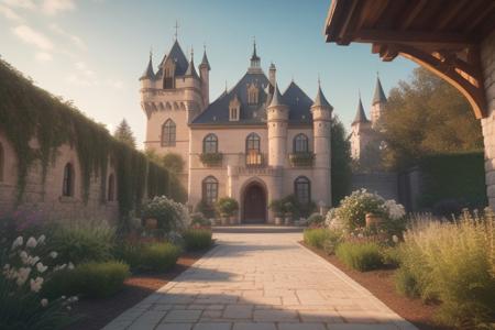 A happy cute, (castle:1.2), building, architecture, Adorable, heart warming, cheerful, detailed, bright colours, shiny, eco-friendly, garden, winter, environmental, sunlight, shadows, digital art, whimsical, playful, intricate details, high resolution, photorealistic, joyful atmosphere, gentle, soft lighting, cartoonish style, enchanting, vivid, appealing, imaginative, family-friendly, [photography, realistic, photorealistic, (8k), (highly detailed), cinematic lighting, intricate details, (high resolution), award-winning,   correct focus, realistic, realistic lighting, (highly detailed),  masterpiece], ((Cinematic Still-Shot)), no humans,