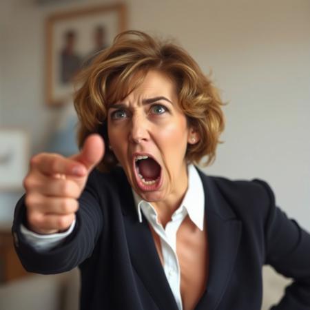 Lovely  woman angry about something, redirecting it