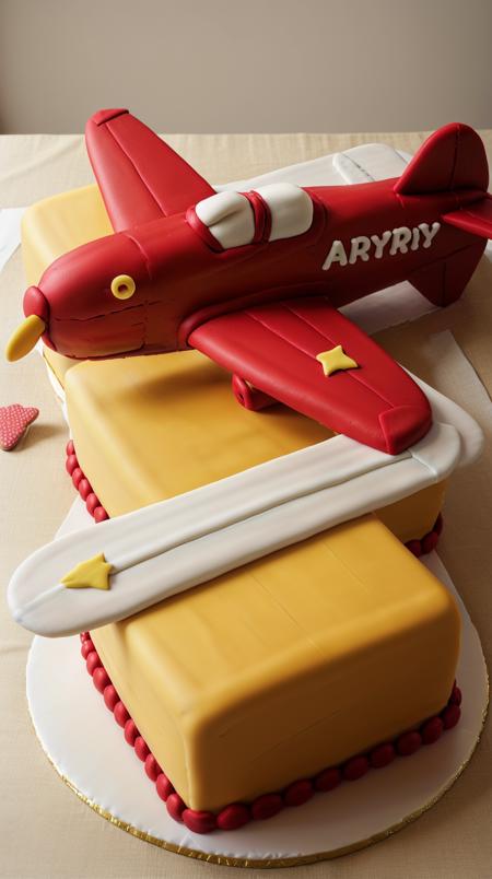 CakeStyle airplane. Marzipan cake shaped like airplane. <lora:CakeStyle:0.55>
