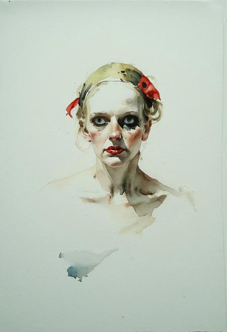 Facial expression style, (watercolor:1.3), (Gil Elvgren:1.1), ((clever pirate)) British female (cute:1.4), (sagging empty breasts:0.7), (Andrew Wyeth:0.4)