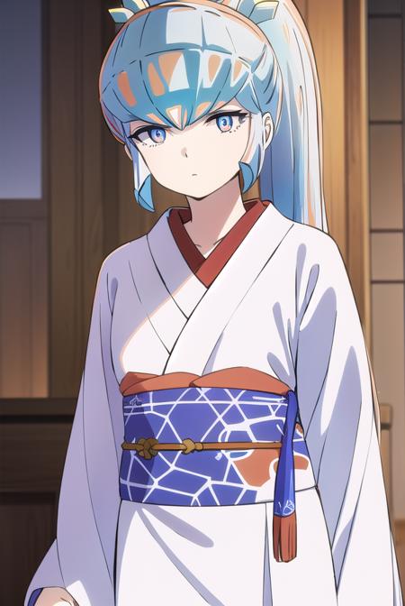 uruseiyatsuraoyuki, <lora:urusei yatsura oyuki s1-lora-nochekaiser:1>,
oyuki, long hair, blue eyes, blue hair, ponytail,
BREAK japanese clothes, kimono, sash, white kimono, obi,
BREAK indoors, classroom,
BREAK looking at viewer, (cowboy shot:1.5),
BREAK <lyco:GoodHands-beta2:1>, (masterpiece:1.2), best quality, high resolution, unity 8k wallpaper, (illustration:0.8), (beautiful detailed eyes:1.6), extremely detailed face, perfect lighting, extremely detailed CG, (perfect hands, perfect anatomy),