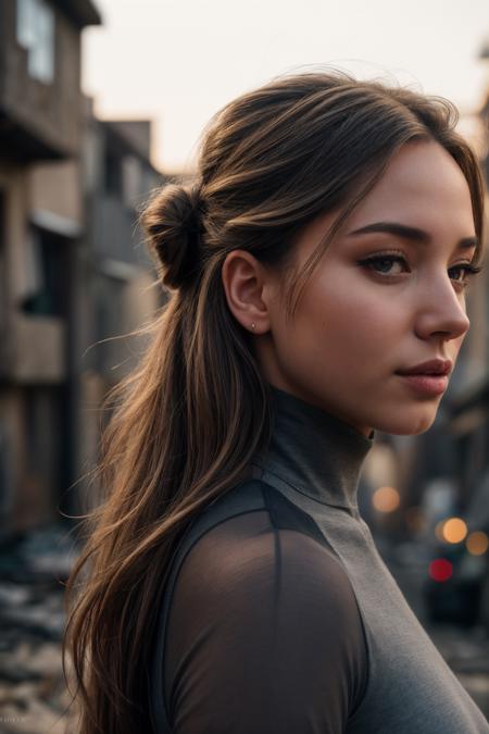 perfect cinematic shoot of a beautiful woman (EPKohSylw14M4jd4k:.99), a woman standing in a (simple slums), perfect top knot updo, wearing sexy (Oxford Gray  leotard :1.2), (people in background:1.1), (detailed background:1.1), (face focus), modelshoot style, (extremely detailed CG unity 8k wallpaper), professional majestic (photography by Raul Arantes:1.1), 24mm, exposure blend, hdr, extremely intricate, High (Detail:1.1), dramatic, soft cinematic light, (looking at viewer), (detailed atmosphere), 8k, highly detailed, rich environment, 4k textures, soft cinematic light, elegant, ((((cinematic look)))), soothing tones, insane details, hyperdetailed,  ("Dreams into reality with SDKoh!":1.1), (epiCPhoto)