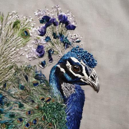 <lora:SDXL_embroidery_Sa_May_V8:1>  embroidery, a peacock showing its beautiful feathers