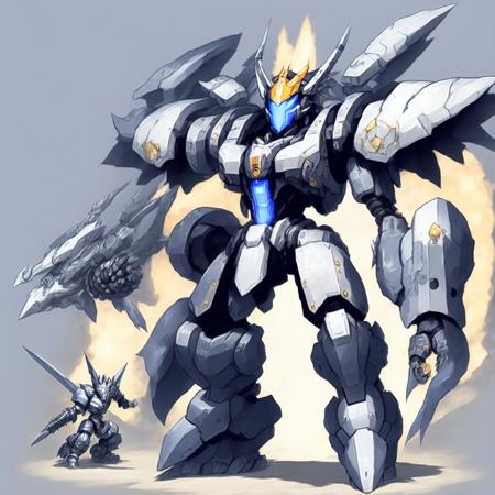 anime Diablo style Dungeons, Gundam Mecha fighting giant mobile armored mechanical beasts (GundamDungeon style:1) <lora:djzGundamDungeon:0.8)