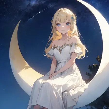 sitting on the crescent moon/月に乗る