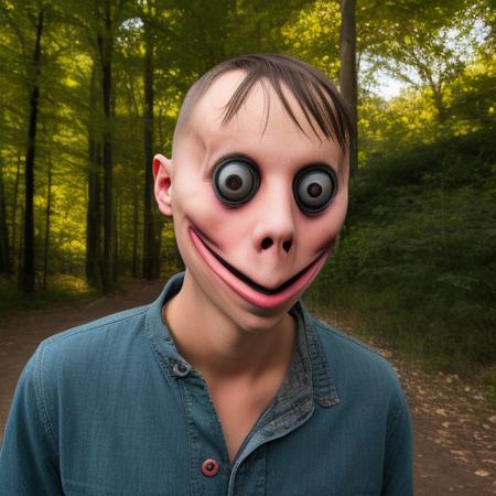 boy with m0m0 face, buzzcut, outdoor, day, scenery, trees, Raw photo, headshot <lora:m0m0-000030:1> 8k uhd, dslr, soft lighting, high quality, film grain, Fujifilm XT3, simple background