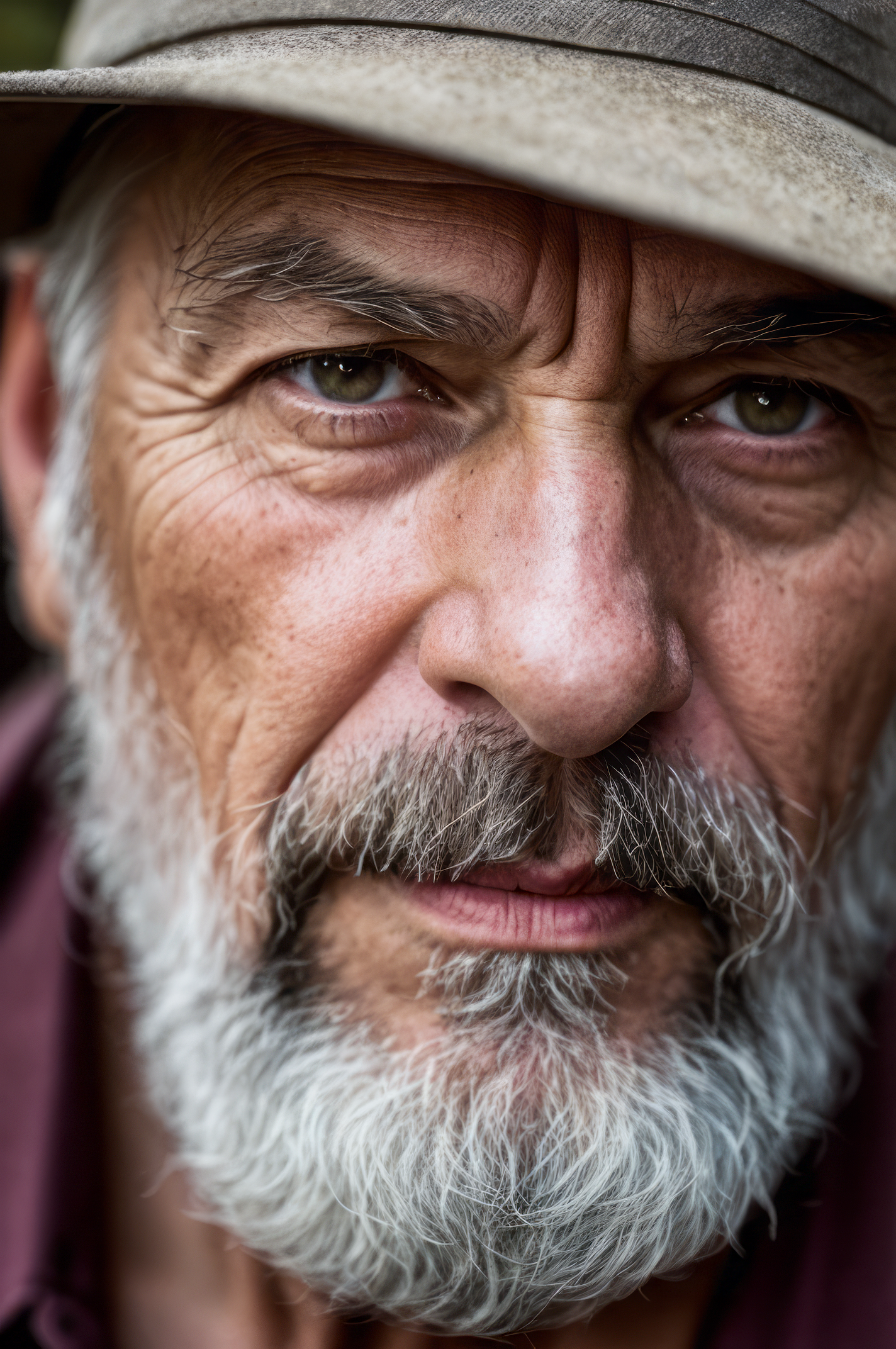 closeup portrait emotional photo of old man in rugged bluesman clothes, face, 8k uhd, high quality, film grain, looking at...