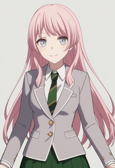 chihaya anon pink hair grey eyes school uniform