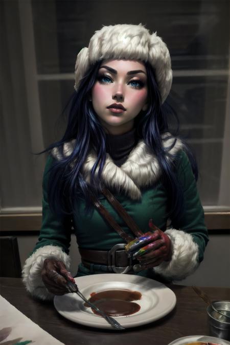 Highly detailed, High Quality, Masterpiece, beautiful,  <lora:more_details:1>,<lora:ArcticCaitlyn-09:1>, ArcticCaitlyn, winter  drinking hot cochlate, sparkles, sparkles, very coherent, soft light, detailed, painted by Edward Hopper, painted by James Gilleard, surrealism, airbrush, Ilya Kuvshinov, WLOP, Stanley Artgerm, very coherent, triadic color scheme, art by Takato Yamamoto and James Jean