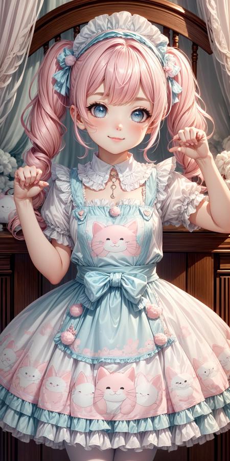 Kawaii Fashion: Cute Pastel Kitten and Present Box Print Lolita Dress V1