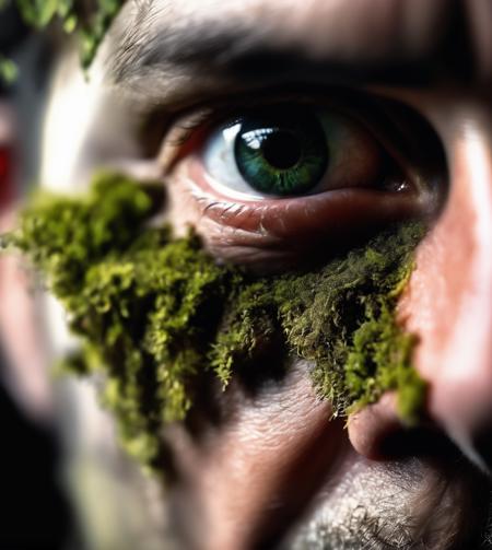 a  man with moss,  shadow and light,  realistic photo, professional photo <lyco:SDXL_Grass_on_body_Test_Sa_May:1.0>