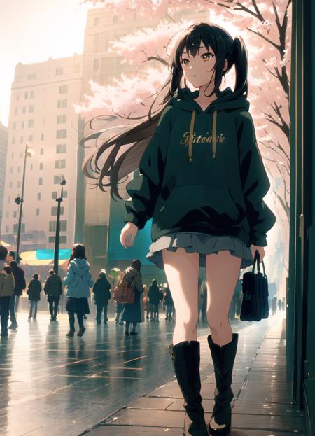 <lora:NakanoAzusa:0.35>, 1girl, (((masterpiece))),  highest quality, best quality, high detail, nakano azusa, full body, nakano azusa, twintails, black hair, bag, long hair, boots, brown eyes, brown hair, hood, ((light green hoodie)), casual,  day, (((summer park))), epic realistic, (dark shot:1.22), neutral colors, (hdr:1.4), (muted colors:1.4), (intricate), (artstation:1.2), dramatic, intricate details, (technicolor:0.9), detailed, [[rutkowski]], intricate, cinematic, detailed, rutkowski, intricate digital art, soothing tones, (cartoon:0.3), (art:1.4), epic realistic, faded, neutral colors, (hdr:1.4), (muted colors:1.4), (intricate), (artstation:1.99), dramatic, intricate details, (technicolor:0.9), detailed, intricate, cinematic, detailed