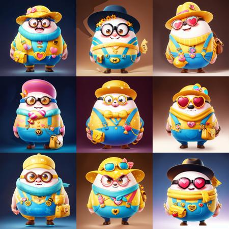 yellow minions,monster,hd picture,((RAW photo)),((best quality)),full body,(photo-realistic:1.3),angry,(masterpiece),sunglasses,suspenders,jewelry,hat,gems,scarf,heart-shaped glasses,cartoon,4k,a lot of details,crossbody bag,gradient color background,