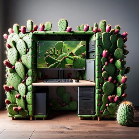 A gaming PC and a gaming setup <lora:Prickly Pear Style v1:1>, Prickly Pear Style,