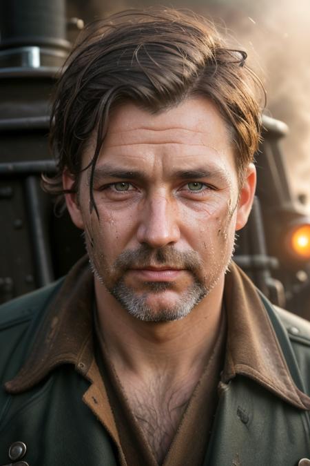 Hasselblad X2D, masterpiece, professional portrait photography, very detailed, ultra realistic, real photo,
portrait photo of a steam locomotive driver with a very (dirty face:1.3), male, 42 years old, early 1900s, wearing dirty overall, wild hair, tired face,
 <lora:epiC35mm:0.5>, epiC35mm, <lora:epiCRealismHelper:0.6> <lora:epiCRealLife:0.5>, blurry steam engine background