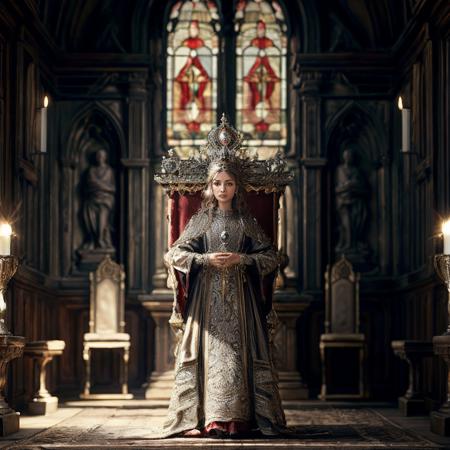 highly detailed full body glamour photo of (rpgroyalty:1.0) in a medieval throne room,

crown, jewelry, tiara, elegant, 1girl,
walking through the palace,

looking at viewer, 

realistic:1.1, depth of field, blurry, blurry background,


photorealistic,
ultra photoreal,
32k, 
stained glass,
light beams,







