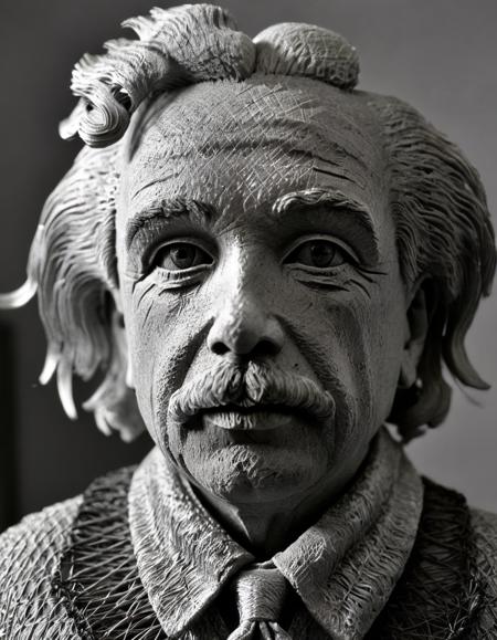 wire sculpture, Albert Einstein, upper body, greyscale, monochrome, 1boy, male focus, facial hair, necktie, collared shirt, cinematic, elegant, intricate, highly detailed, surreal, sharp, fair, clear, artistic, very beautiful, innocent, pure, light, background, illuminated, color, epic, extremely complex, glowing, strong
 <lora:WiredXL:1>, , <lora:FILM_PHOTOGRAPHY_STYLE:0.25>