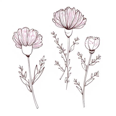 Hand Drawn Flowers V1