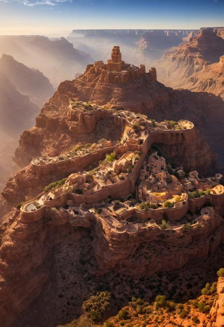 (The colonial city of the future, in the mist-filled Grand Canyon, on an unknown Earth-like planet, 2 moon on sky, Spaceship flight connects colonies:1.3), (Richard Meier:1.2), (Mario Botta:1.3), (avant-garde, future, reality, science fiction, photorealistic), (modern architecture:1.2), 
(Large Files, Ultra Realistic, 8K, 16k, FHD, HD, VFX, Perfect, Photography, composition, Architecture Sales Photography, Architecture Competition, Ultra High Resolution, Cinematography, High Resolution Image:1.1), (dramatic lighting, direct sunlight, ray tracing, clear shadow:1.2),  (real landscape:1.1), (blurred background:1.0), (urban background, more_details) ,
ac_neg1, great lighting, clear, hillscastel, stacked